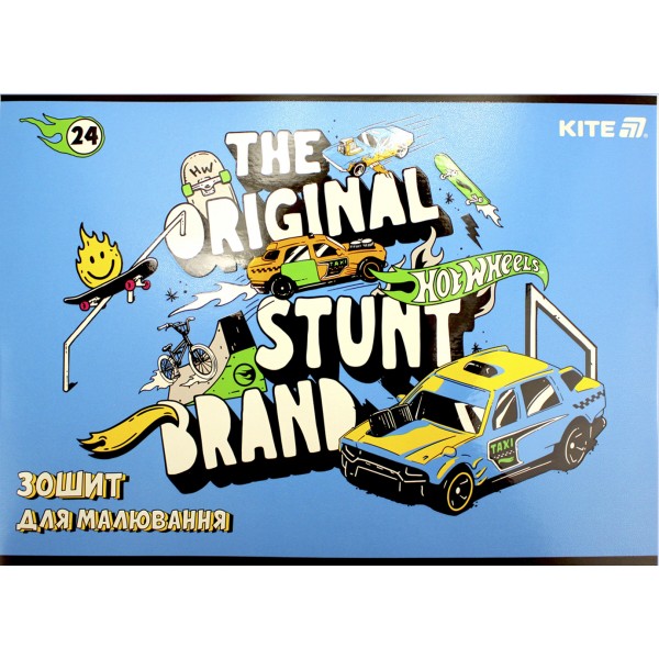 Альбом для малюв. на скобі 24арк. гібр. лак + УФ лак "Hot Wheels" №HW25-242/Kite/(20)(160)