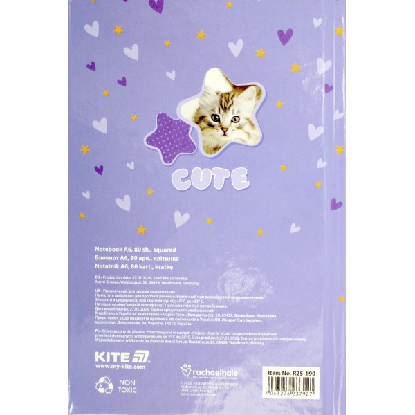Блокнот А6 80арк. кліт. тв. обкл. "Rachael Hale" №R25-199/Kite/(10)