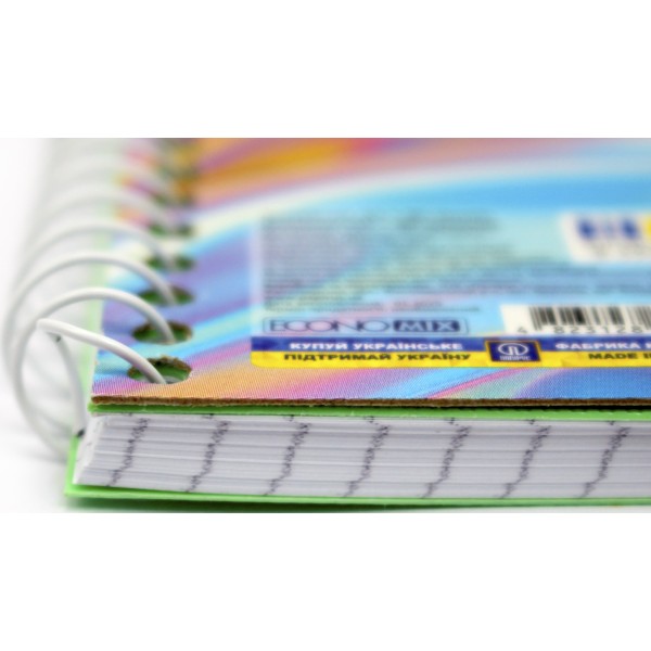 Блокнот пруж. бок. А5 80арк. кліт. пласт. обкл. №E20307/Economix/(4)(56)