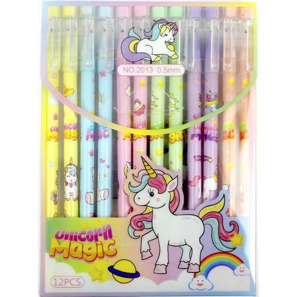 Ручка гел. "J.Otten" №2013 "Unicorn" "пиши-стирай" 0,5мм синя mix(12)(144)(1728)