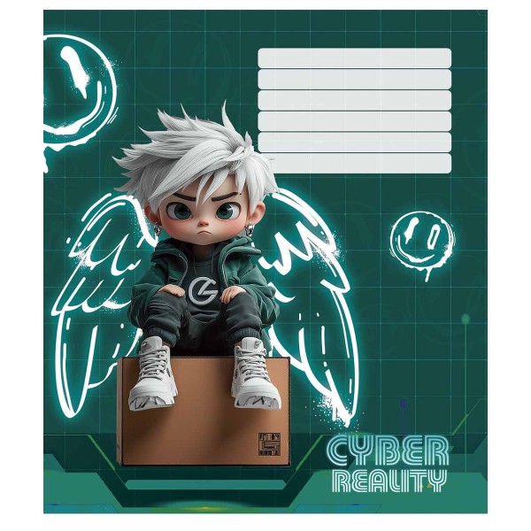 Зошит 18арк. кліт. Школярик "Cyber reality (дівч)" виб. УФ-лак №018-3566K(25)(300)