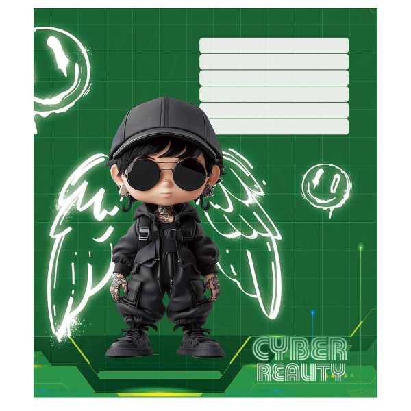 Зошит 18арк. кліт. Школярик "Cyber reality (дівч)" виб. УФ-лак №018-3566K(25)(300)