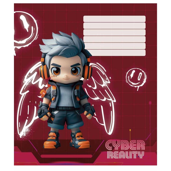 Зошит 18арк. кліт. Школярик "Cyber reality (дівч)" виб. УФ-лак №018-3566K(25)(300)