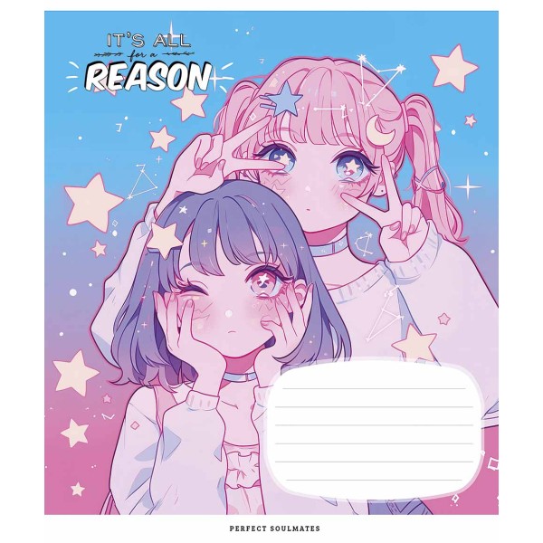 Зошит 24арк. кліт. Школярик "Soulmates (дівч)" глітер №024-3502K(25)(200)