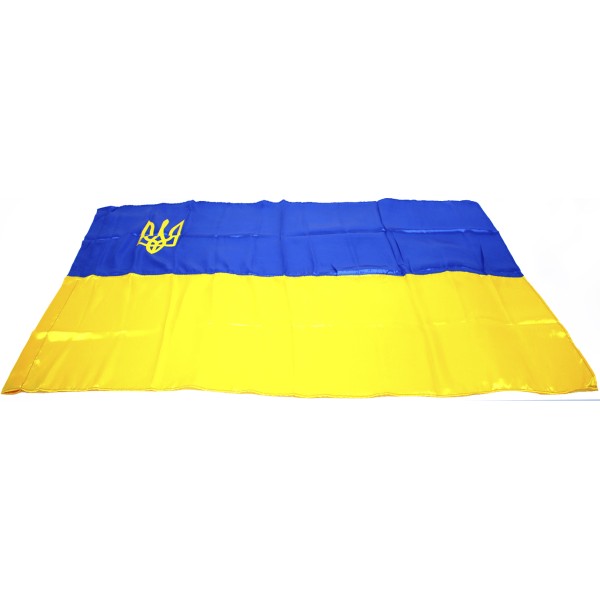 Прапор Україна з тризубом атлас 140х90см №782013(1)(10)