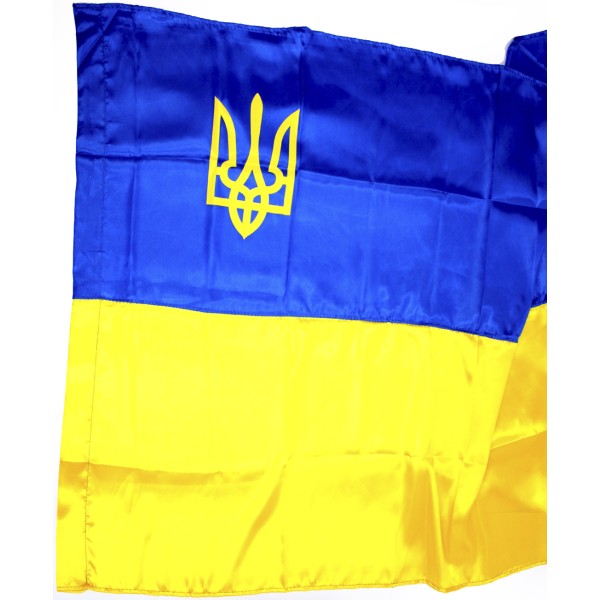 Прапор Україна з тризубом атлас 140х90см №782013(1)(10)