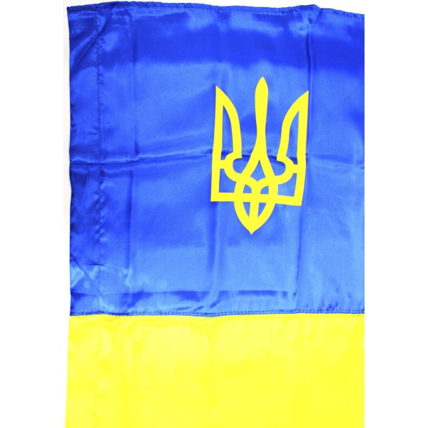 Прапор Україна з тризубом атлас 140х90см №782013(1)(10)