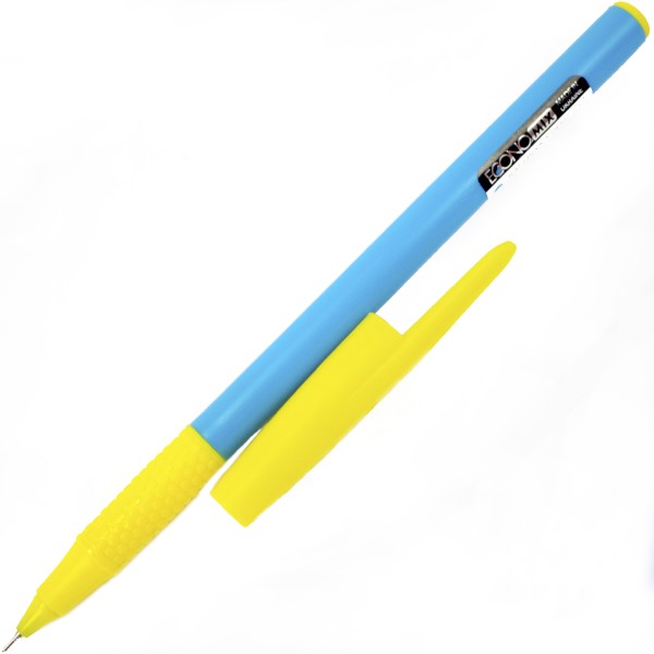 Ручка кульк. масл. "Economix" №E10267 Nation 0,7мм синя, корпус жовто-блакит.
