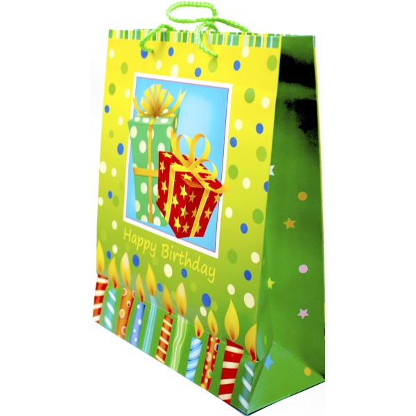 Пакет подарунковий папер. "Happy Birthday" 26х10х32см,96-29/2114L №/461399/Leader/(12)