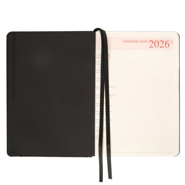 Щоден. А5 "Leo Planner" дат2026 184арк. Legacy тв. обкл., чорний №252649