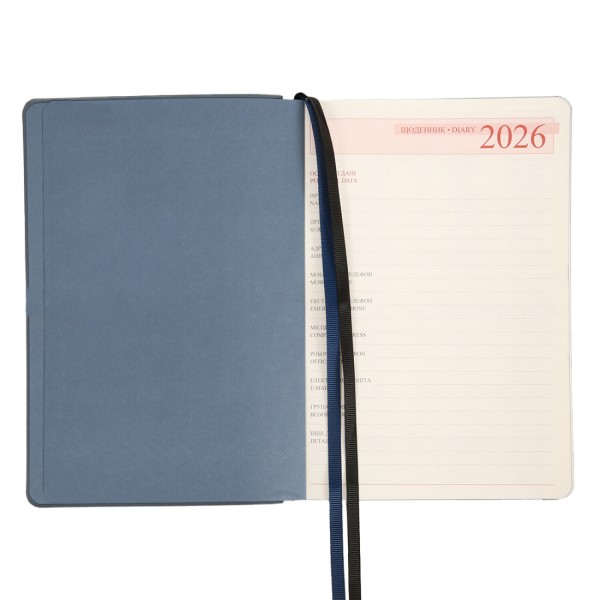 Щоден. А5 "Leo Planner" дат2026 184арк. Urban м'яка. обкл., сірий №252692