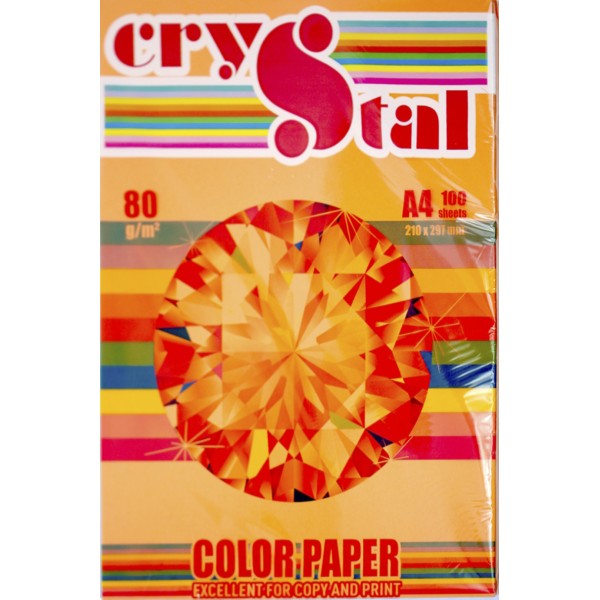 Папір кольор. А4 80г/м паст. Crystal Color Paper Saffron 240 (помаранчевий)(100)(2500)