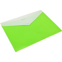 Папка-конверт Optima Вышиванка O35206-13 А4 пластиковая 2 отделения на кнопке салатовая