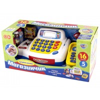 Кассовый аппарат на батарейке, звук, свет, калькулятор, продукты, в коробке 43х18х18см 7020-UA (12)