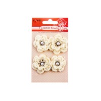 Набор брадс Santi 952615 цветы вязаные 4 шт натурального цвета
