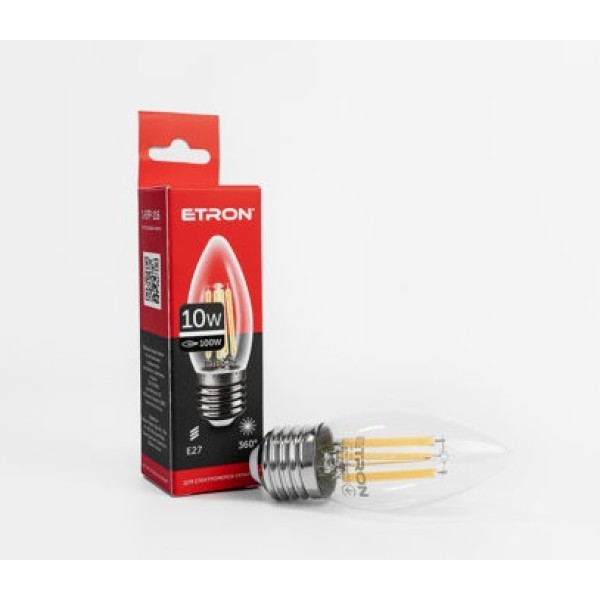 Лампа Etron Filament Power прозоре скло LED 1-EFP-116 C37 10Вт 4200K Е27 (10) 