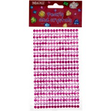 Перлини і стрази самоклеючі Рожеві та вишневі MX61605-04
