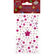 Перлини і стрази самоклеючі Асорті: перлини і квіти MX61605-22