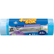 Пакеты для мусора с затяжкой Фрекен Бок Стандарт 35л 15 шт, синие (30) 5234