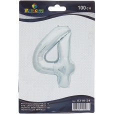 Кулька повітряна фольгована Pelican Цифра-4 100 см срібло (1) 831024 