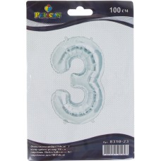 Кулька повітряна фольгована Pelican Цифра-3 100 см срібло (1) 831023 