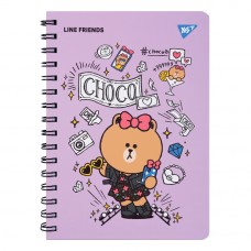 Блокнот пруж. А5 80арк. "Line Friends" Choco з гумкою №151771/Yes/(1)(10)(20)