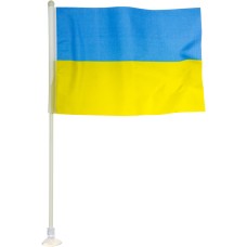 Прапор Україна з паличкою на присосці 14х21 см (20) (100) (400) №006/780005/780010  