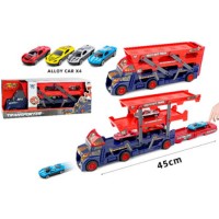 Трейлер 29,5см,машинки 7см, 4шт,в кор-ці,31х12,5х8см,3 кольор. №K140A11(24)