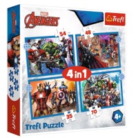 Пазли Trefl 4в1 Хоробрі месники. Marvel №34386(8)
