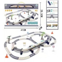 Залізниця на бат-ці,42дет.,локомотив,вагон 2шт,знаки,дерева,на бат-ці,в кор-ці №1628-2(10)