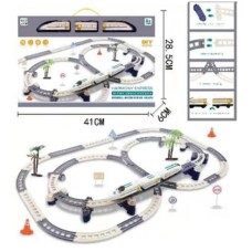 Залізниця на бат-ці,42дет.,локомотив,вагон 2шт,знаки,дерева,на бат-ці,в кор-ці №1628-2(10)
