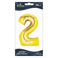 Шарик воздушный фольгированный  Цифра-2 80 см золото (1) 830812 Pelican