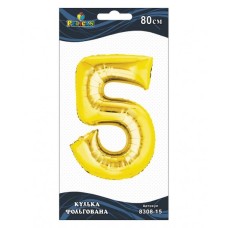 Кулька повітряна фольгована Цифра-5 80 см золото (1) 830815 Pelican