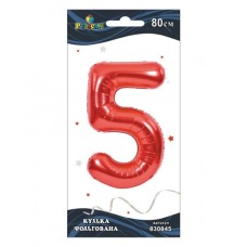 Кулька повітряна фольгована Цифра-5 80 см червона (1) 830845 Pelican