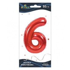Кулька повітряна фольгована Цифра-6 80 см червона (1) 830846 Pelican