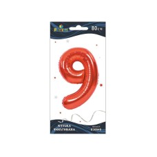 Кулька повітряна фольгована Цифра-9 80 см червона (1) 830849 Pelican