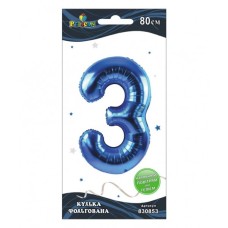 Кулька повітряна фольгована Цифра-3 80 см синя (1) (5) (20) 830853 Pelican