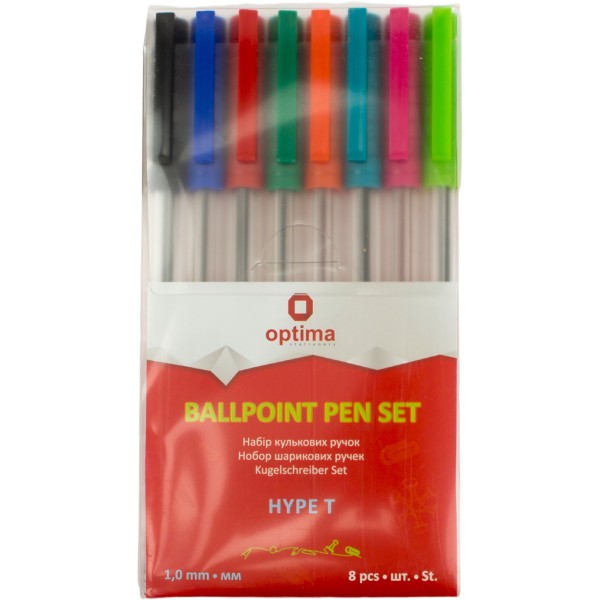 Набор шариковых ручек Optima Hype T 1 мм 8 цветов (1) (72) №O15737