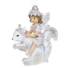 Підвіска декоративна полістоун Ельф на білку 9,5 см, рожева з шампанню (6) (144) №707-905 Bonadi