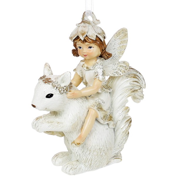 Підвіска декоративна полістоун Ельф на білку 9,5 см, біла з шампанню (6) (144) №707-907 Bonadi