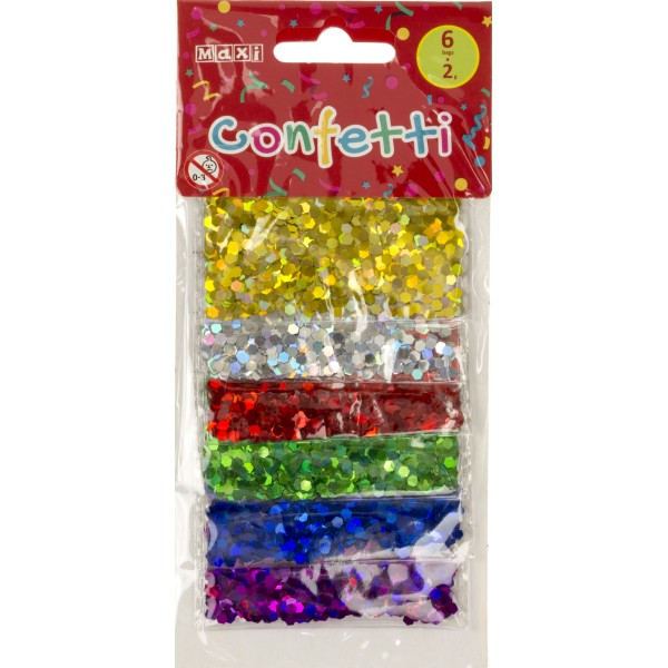  Конфетті для декорування Maxi 6 кольорів, 2 г (48) № MX62603