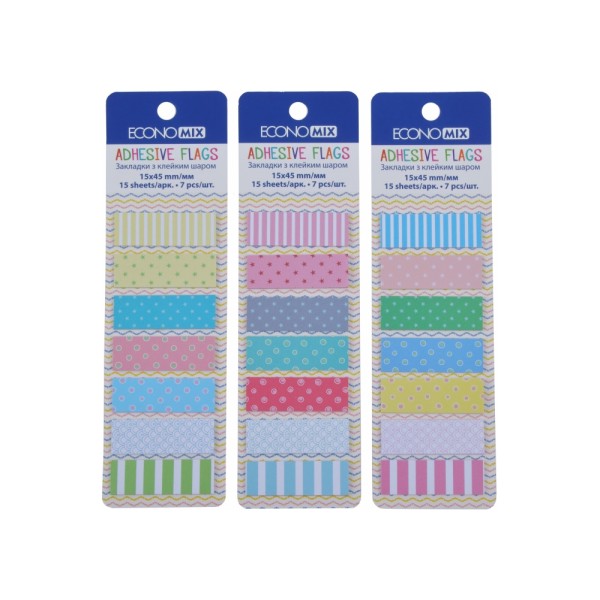 Стікери-закладки папер. "Economix" Fun 15х45мм 105шт 7кольор. №E20961(50)