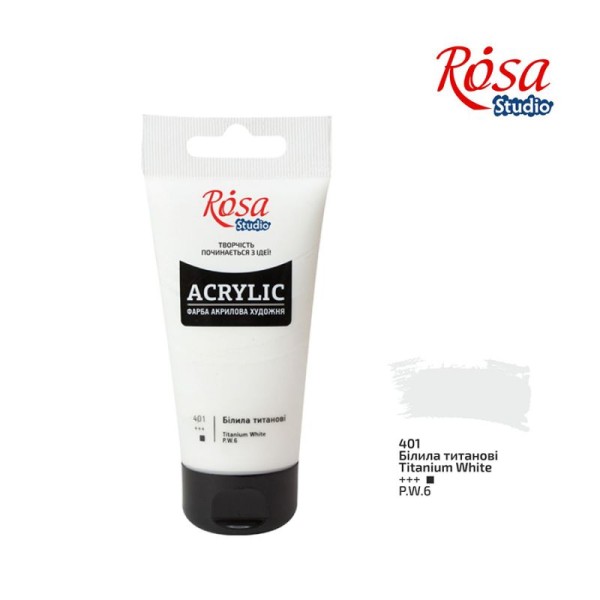 Фарба акрилова Rosa Studio, 75 мл білила титанові №32241401