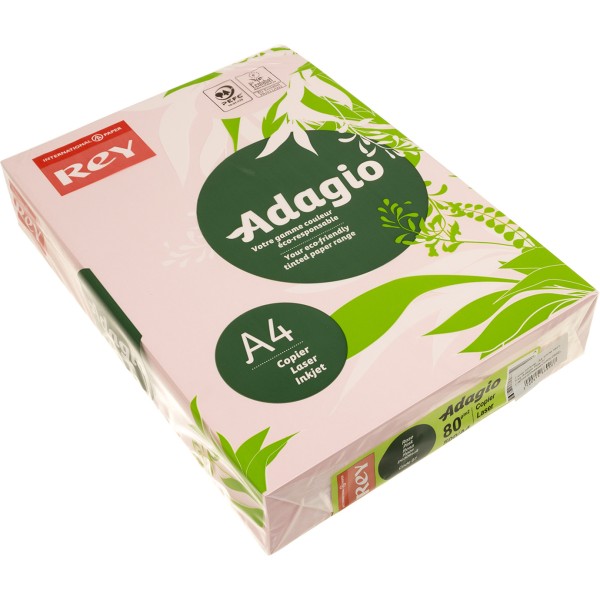 Бумага цветная А4 80г/м2 пастель Rey Adagio Pink 07 светло-розовая(500)