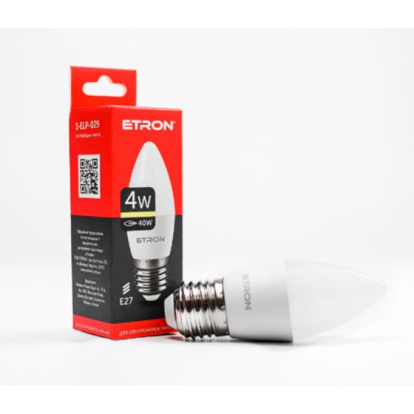 Лампа Etron Light Power LED 1-ELP-029 C37 4Вт 3000K E27 (10)