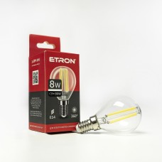 Лампа Etron Filament Power прозоре скло LED 1-EFP-144 G45 8 Вт 4200 K Е14 (10)