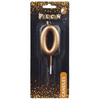 Свеча в торт Цифра-0 золото 4,5см Pelican (1) (100) (800) 864510 