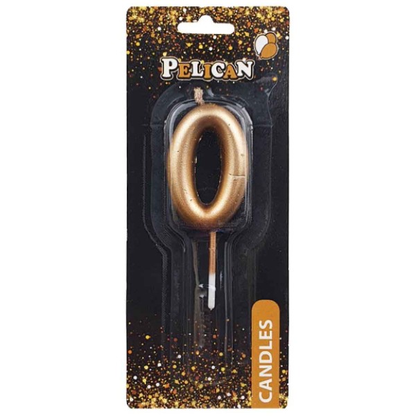 Свічка в торт Цифра-0 золото 4,5см Pelican (1) (100) (800) 864510 