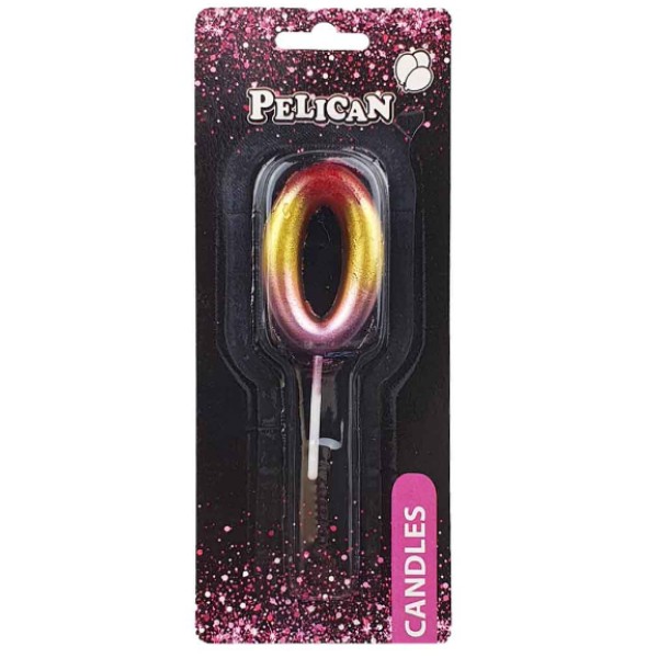 Свічка в торт Цифра-0 райдужна 4,5см Pelican (1) (100) (800) 864560 