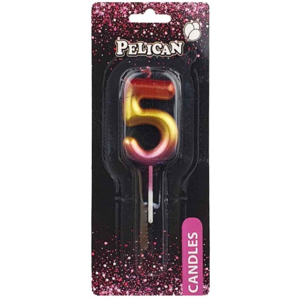 Свічка в торт Цифра-5 райдужна 4,5см Pelican (1) (100) (800) 864565